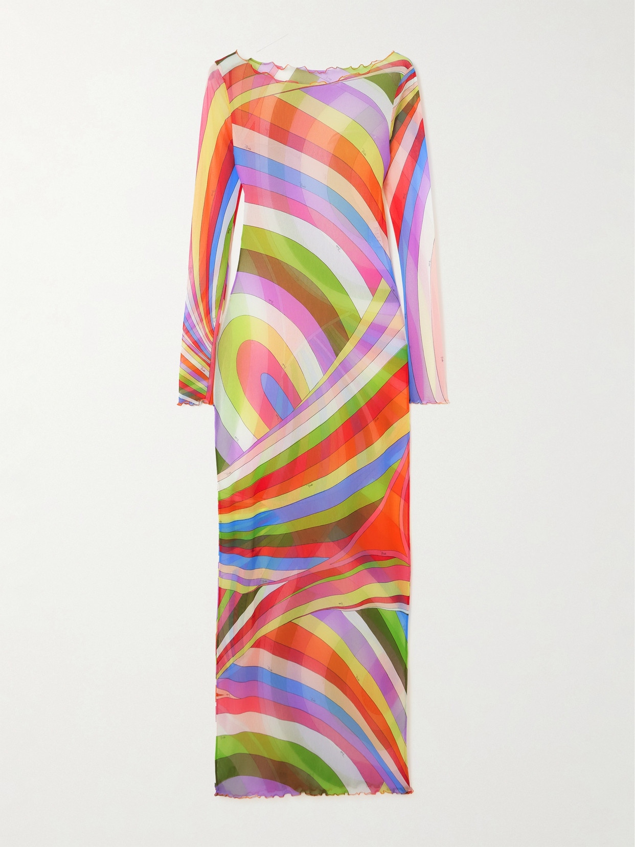 Pucci Multicolor Tulle Long Dress In Multi