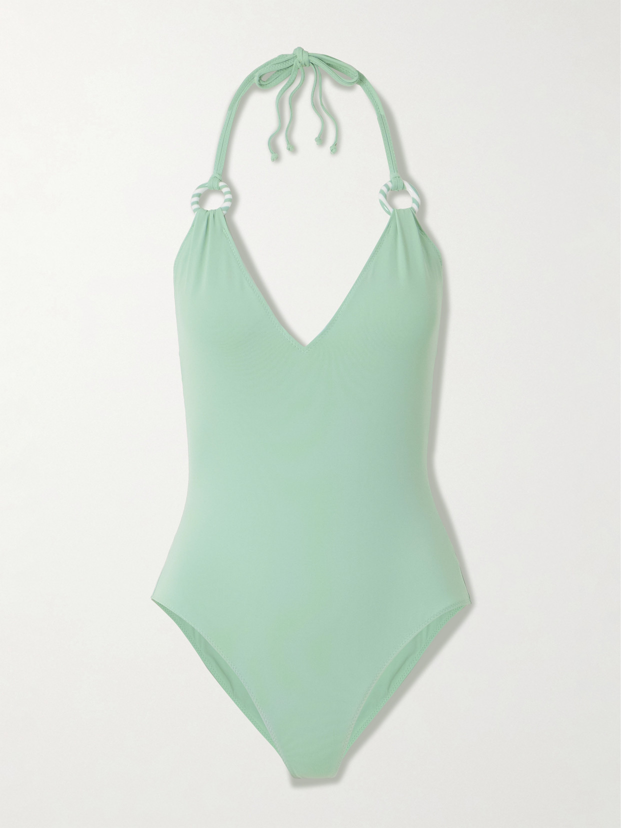 Marysia Doheny Embellished Halterneck Swimsuit In Green