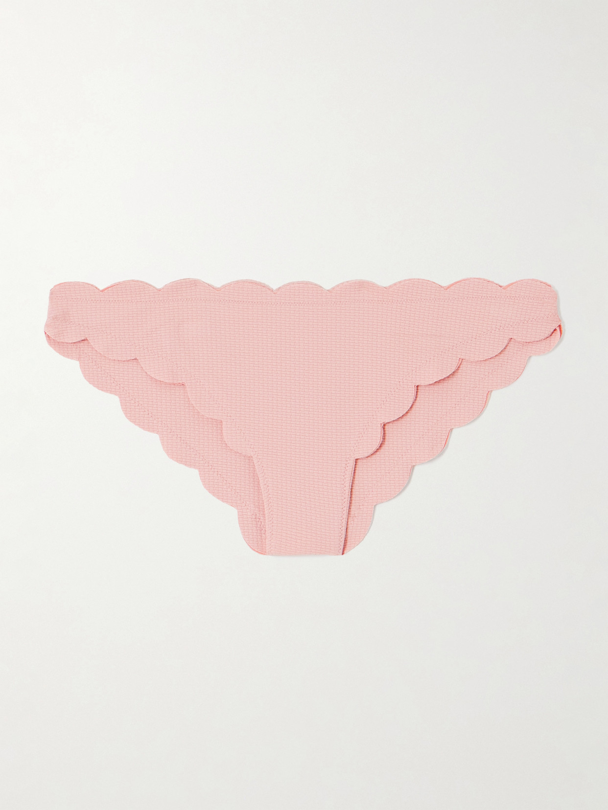 Marysia - Antibes Scalloped Recycled-seersucker Bikini Briefs - Pink