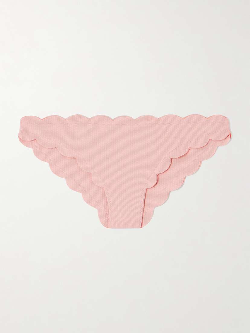 Marysia Antibes Scalloped Recycled-seersucker Bikini Briefs