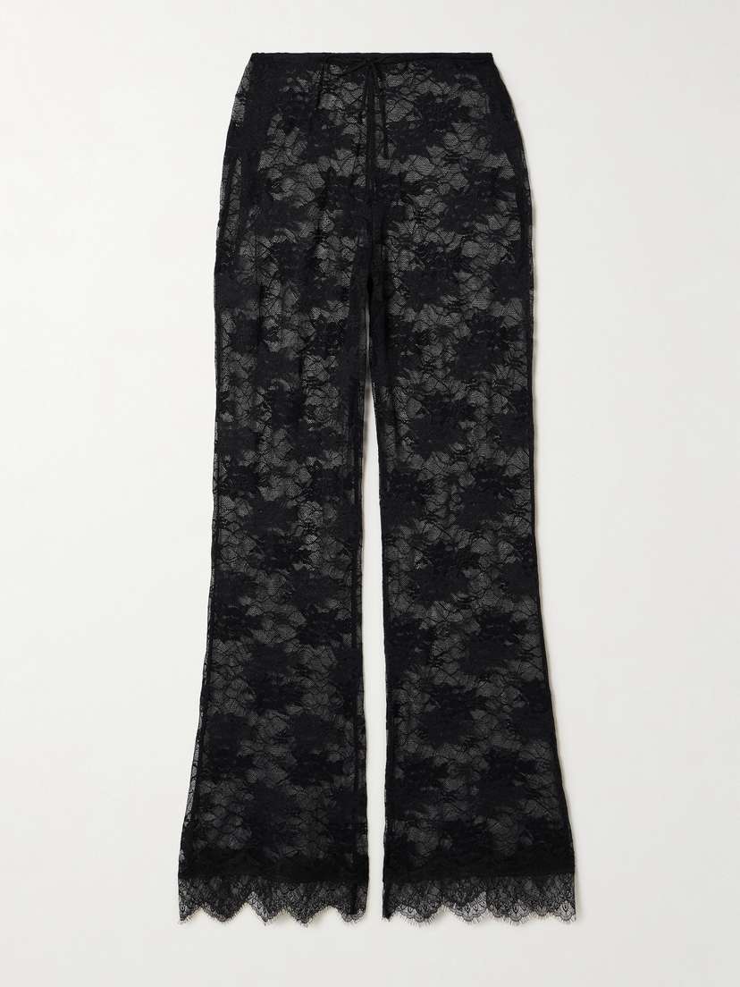 Oséree Scalloped Stretch-lace Straight-leg Pants
