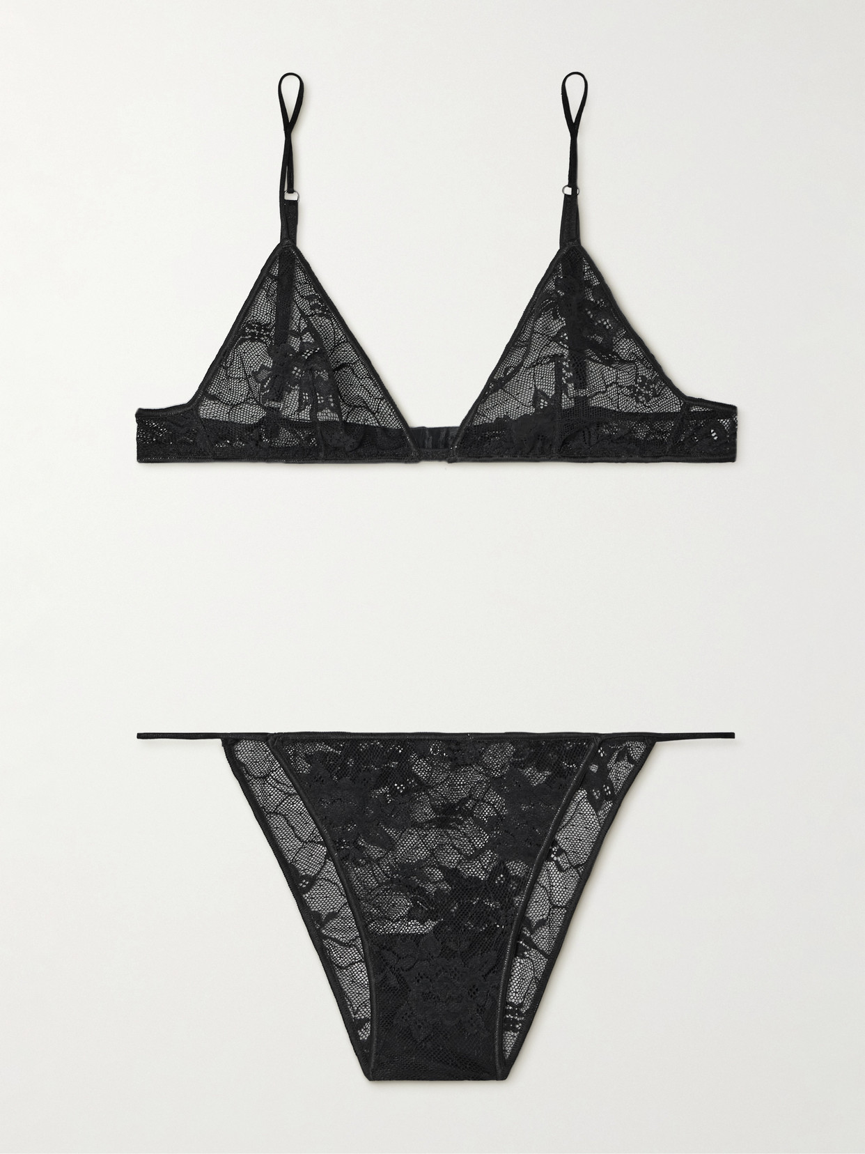 Oseree Stretch-lace Bra And Briefs Set In Black