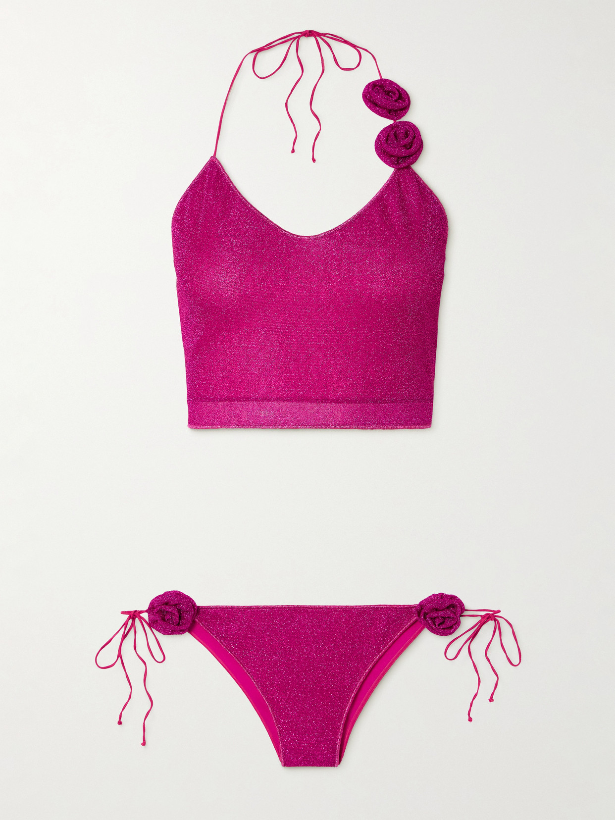 Oseree Lumière Rose Appliquéd Metallic Bikini In Unknown
