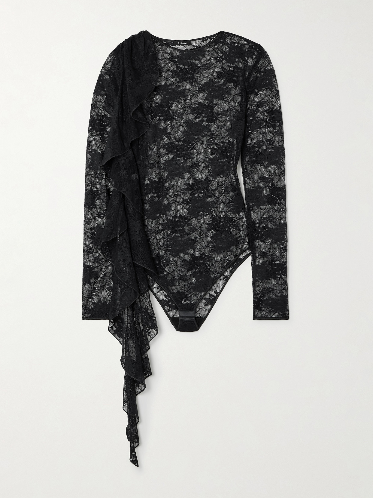 Oseree Volant Bodysuit In Black