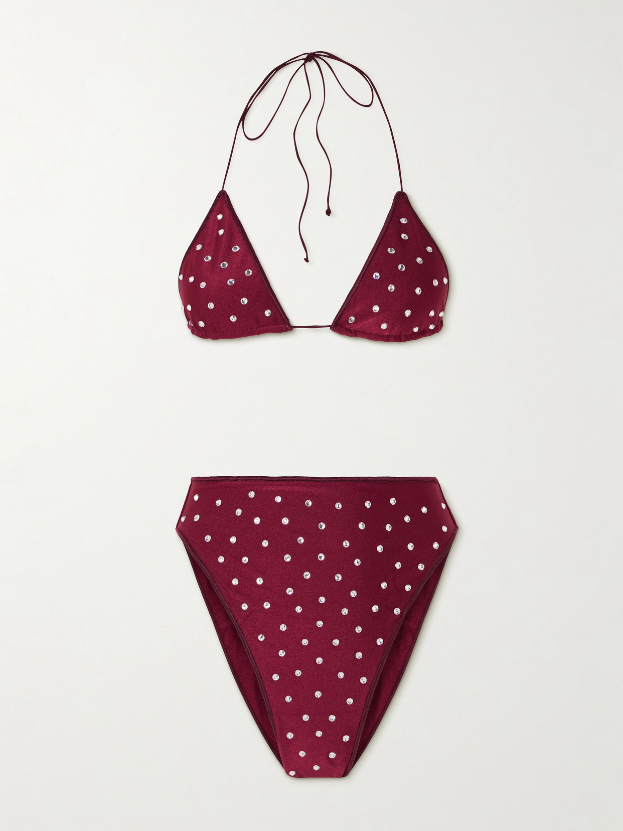 Oseree Gem Embellished Bikini In Burgundy