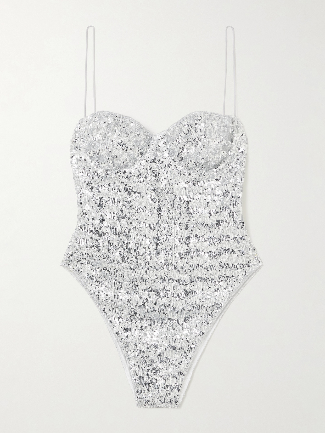 Oseree Sequined Jersey Balconette Bodysuit In Unknown