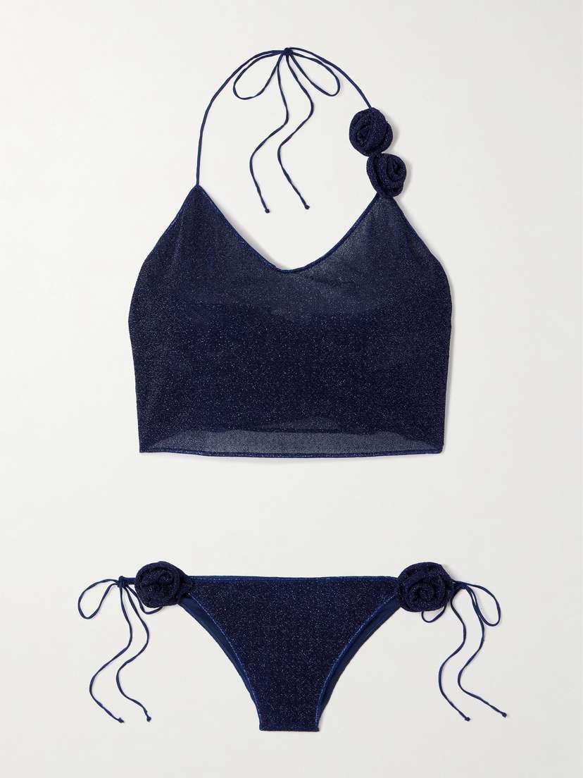 Oséree Lumière Rose Appliquéd Metallic Bikini