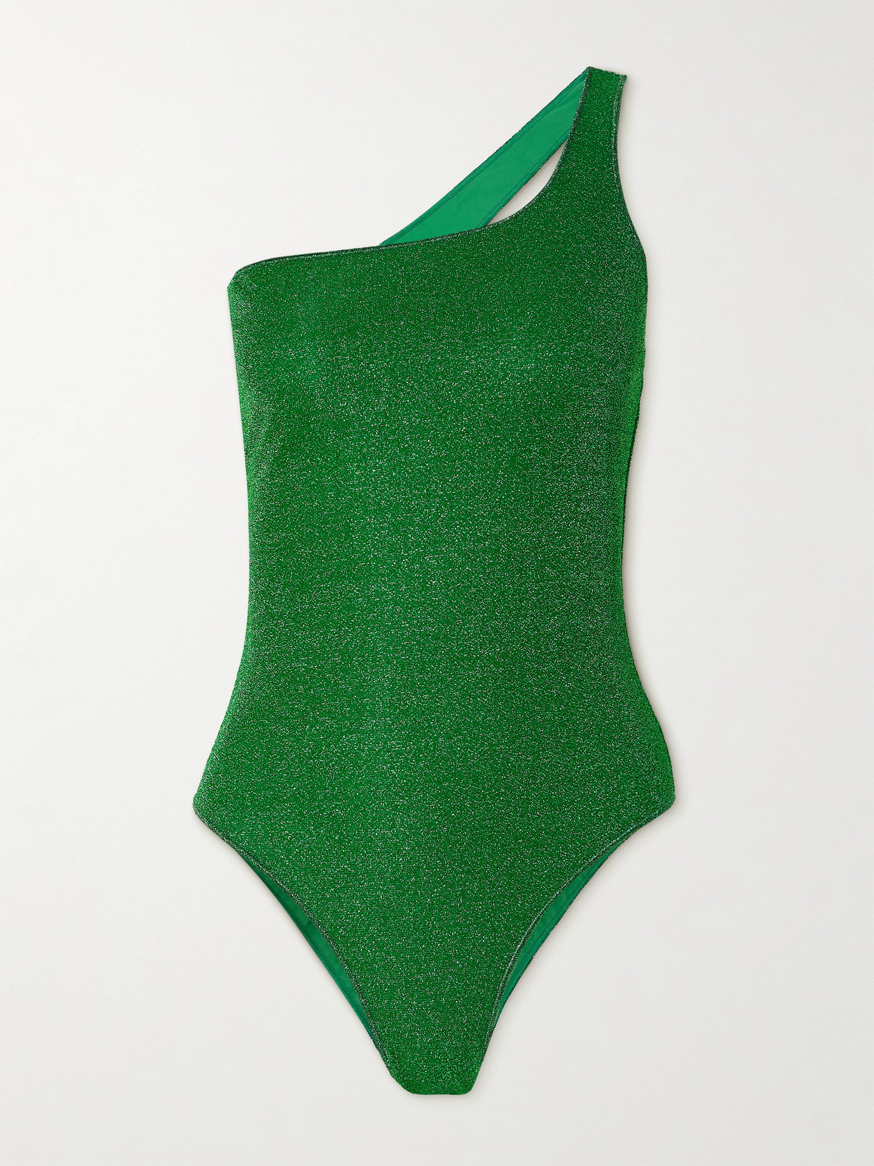 Oseree Shine One-shoulder Glittered Swimsuit In Unknown