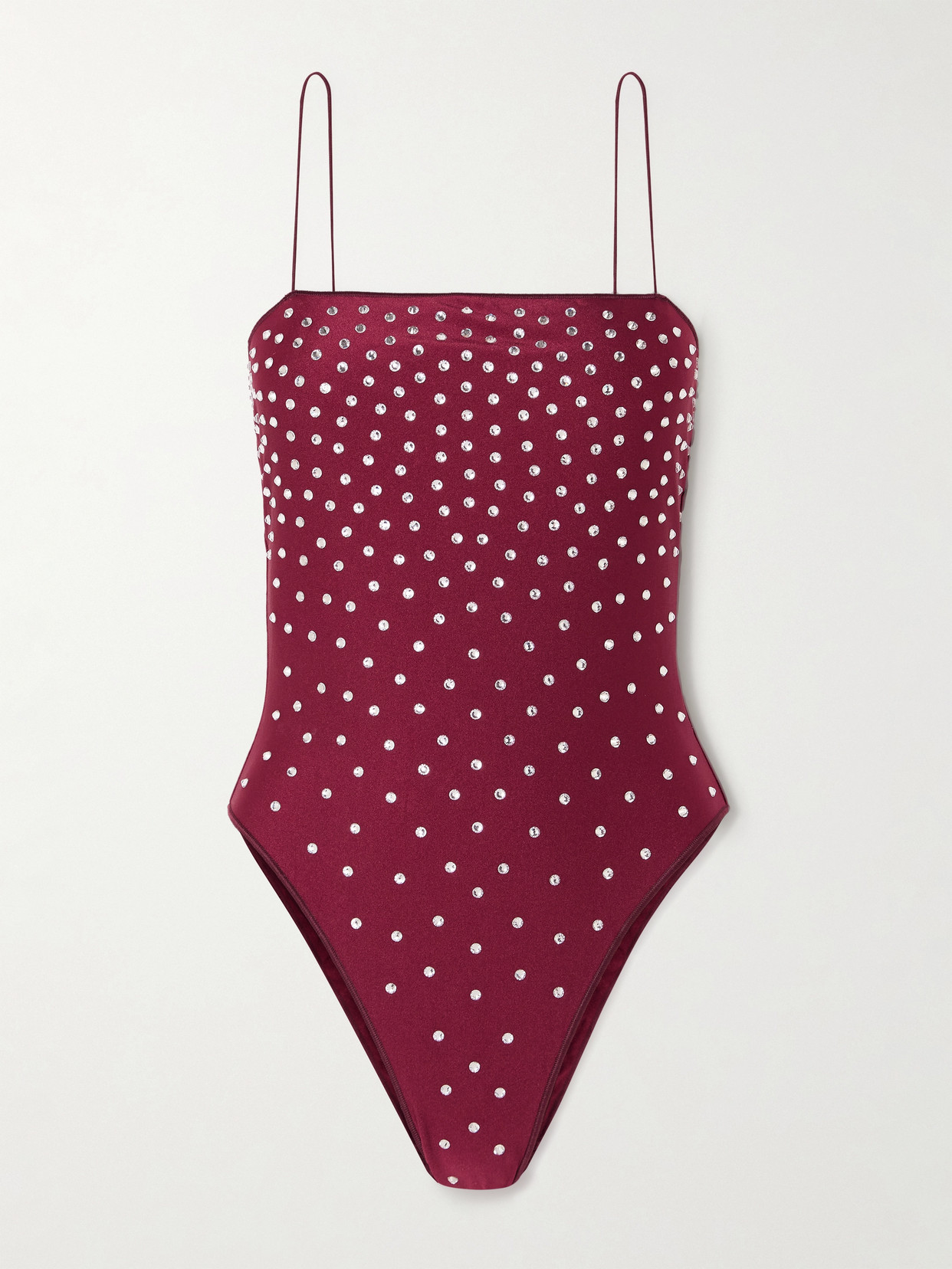 Oseree Gem Crystal-embellished Swimsuit In Burgundy
