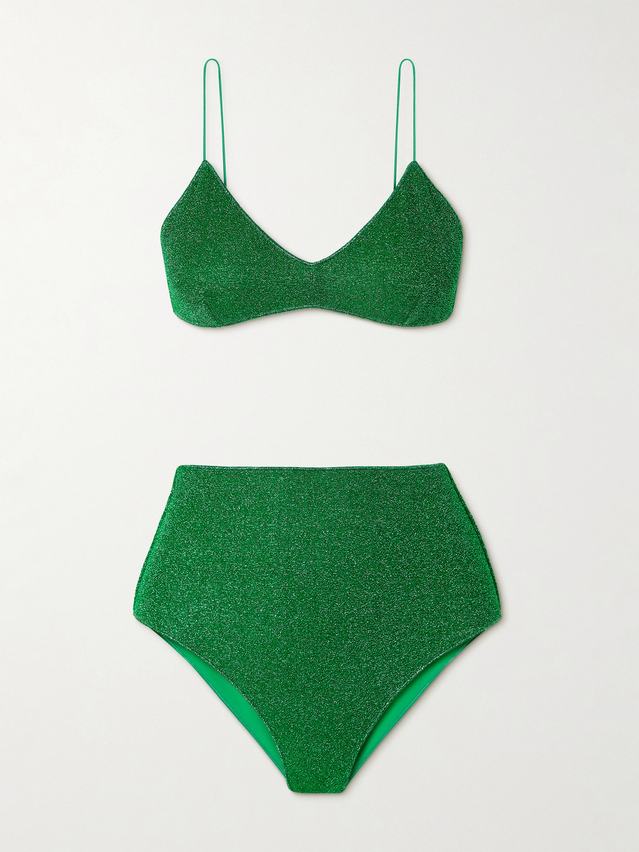 Oseree Lumière Metallic Bikini In Green