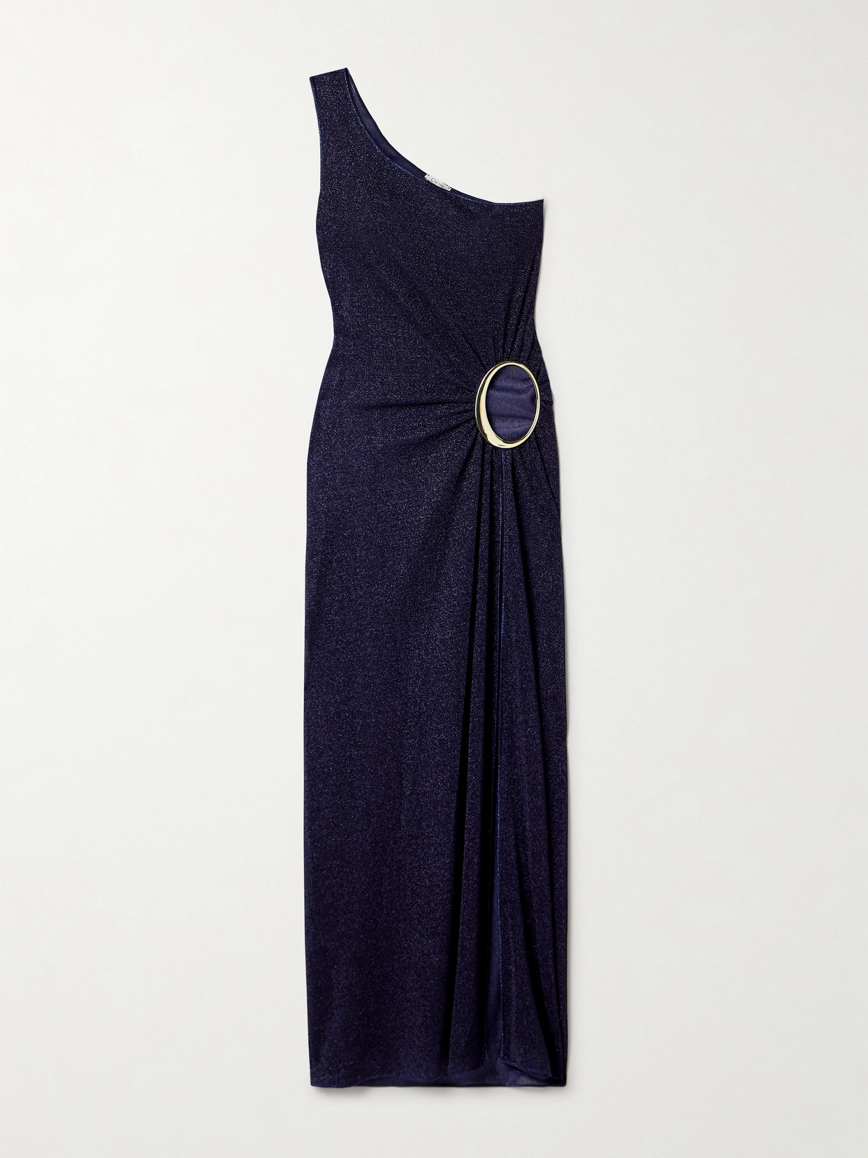 Oséree - Lumière One-shoulder Cutout Metallic Stretch-knit Maxi Dress - Blue