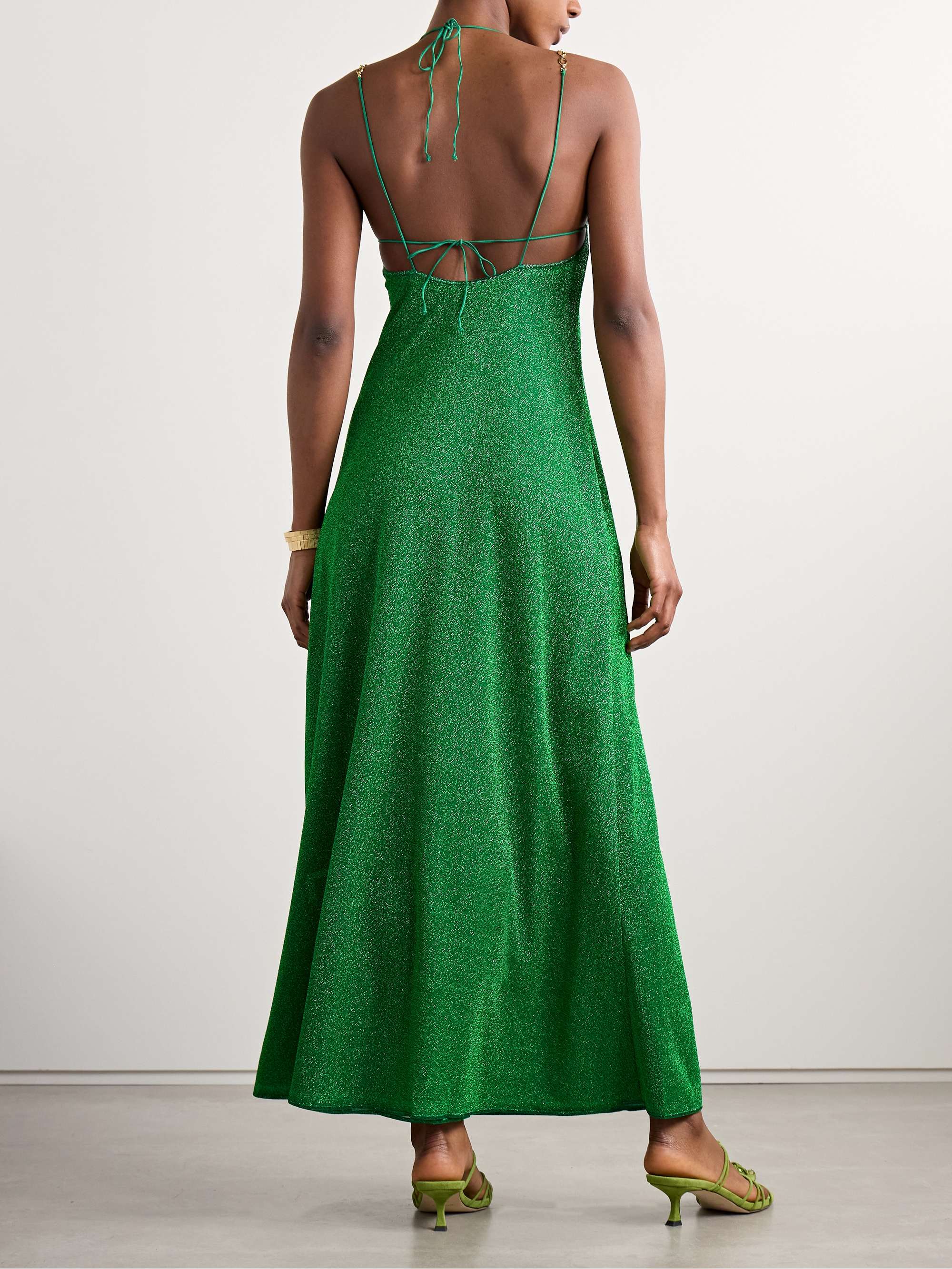 OSÉREE Lumière cutout metallic stretch-knit maxi dress