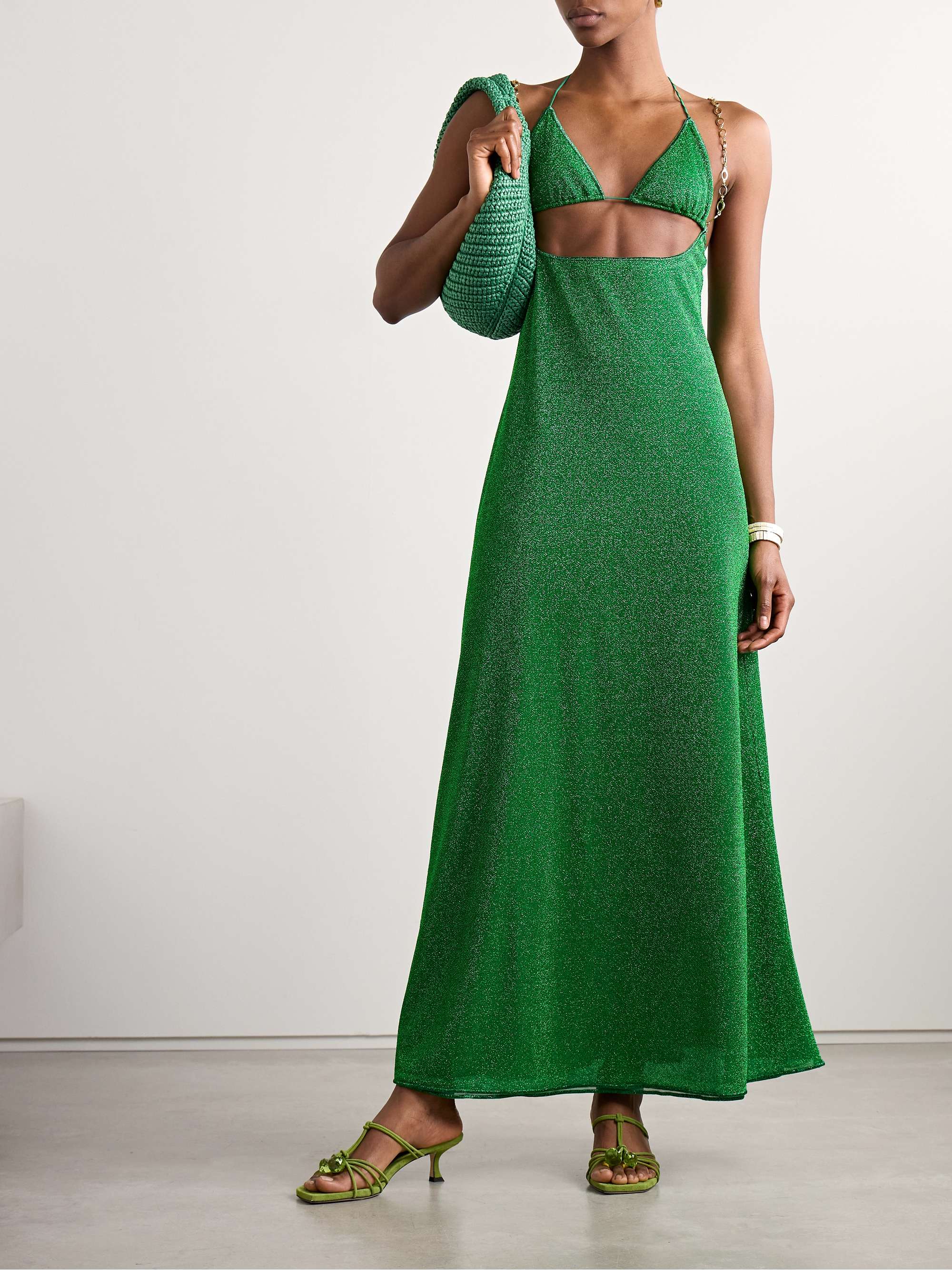 OSÉREE Lumière cutout metallic stretch-knit maxi dress