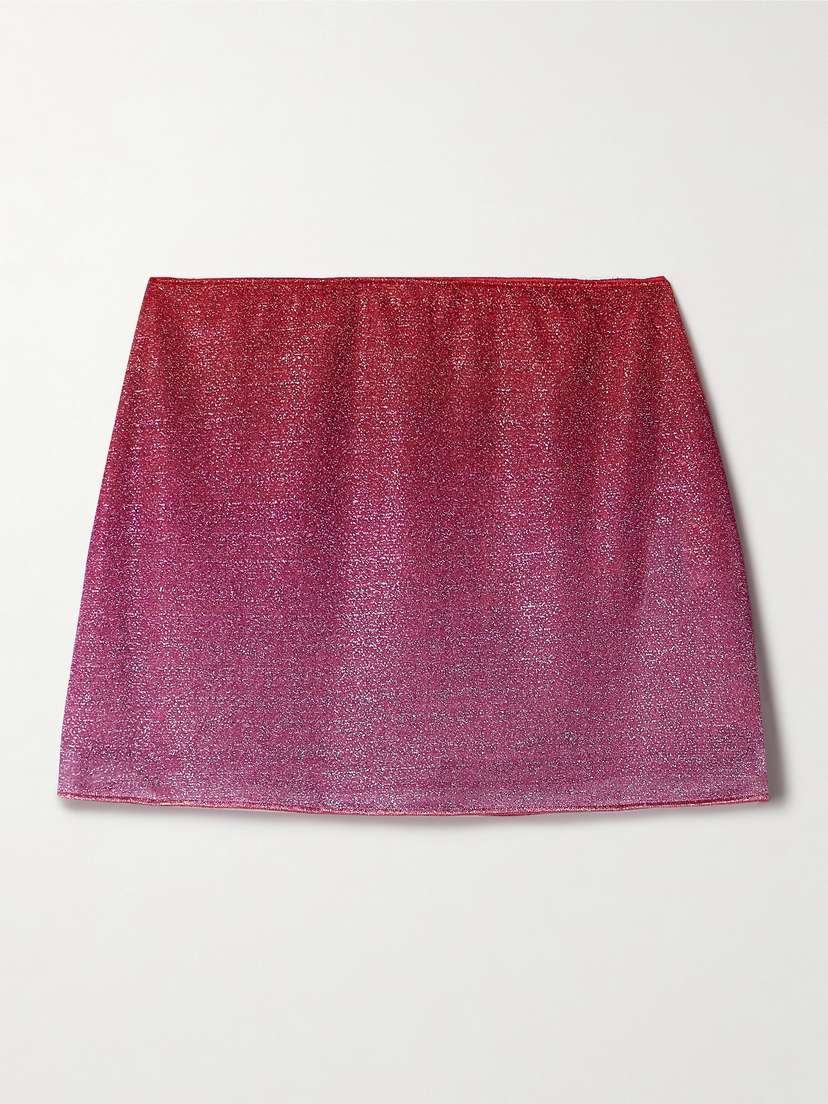 Oséree Lumière Metallic Stretch-knit Mini Skirt
