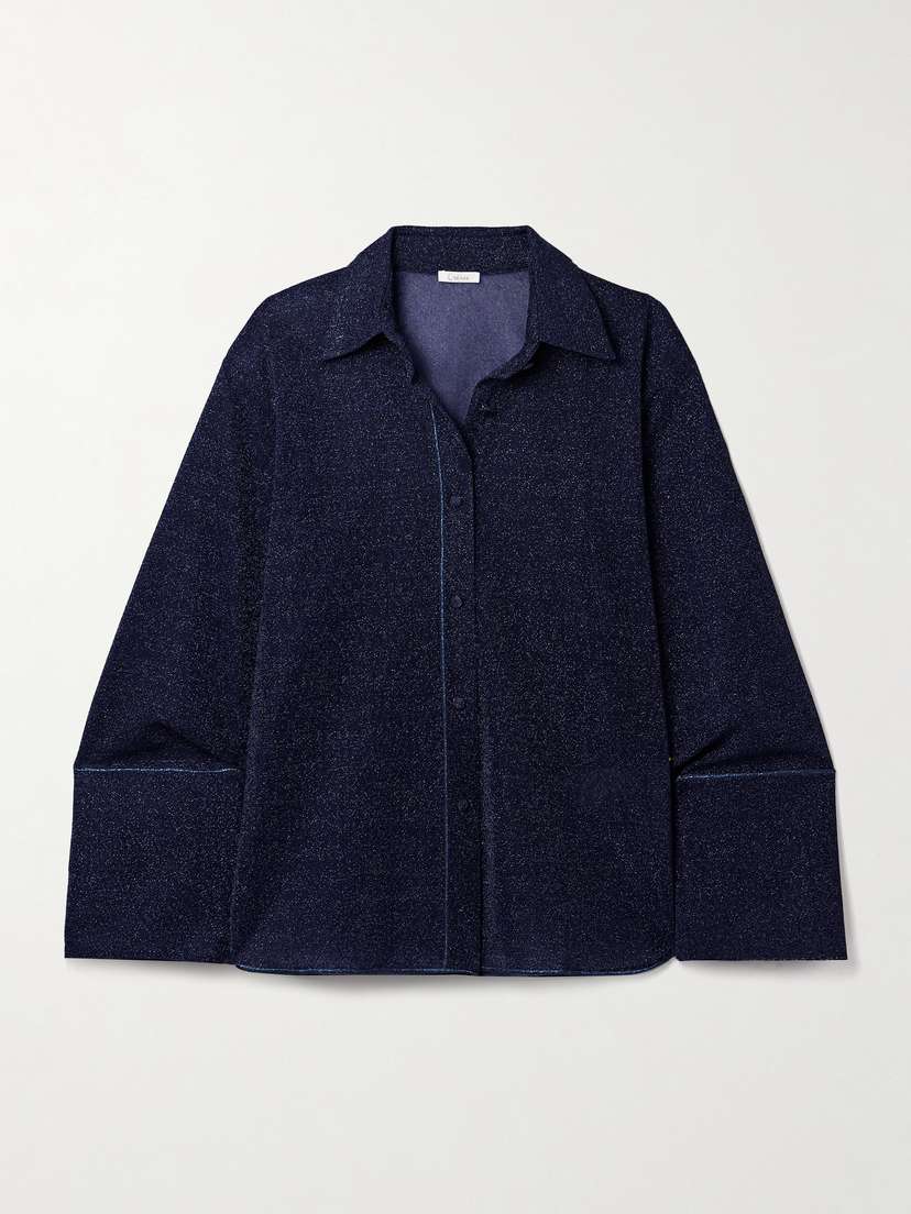 Oséree Lumière Metallic Stretch-knit Shirt