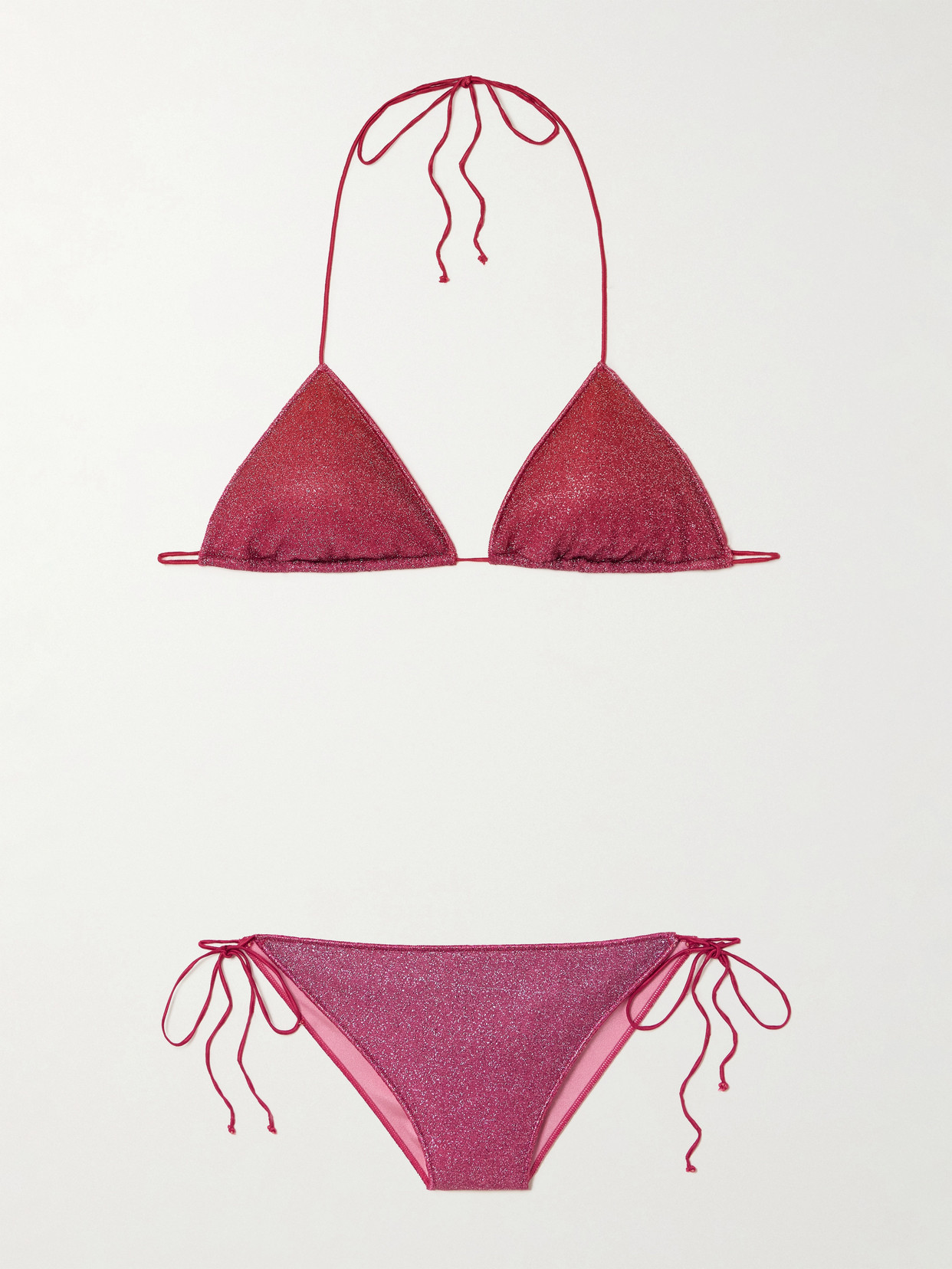 Oseree Lumière Metallic Triangle Bikini In Pink