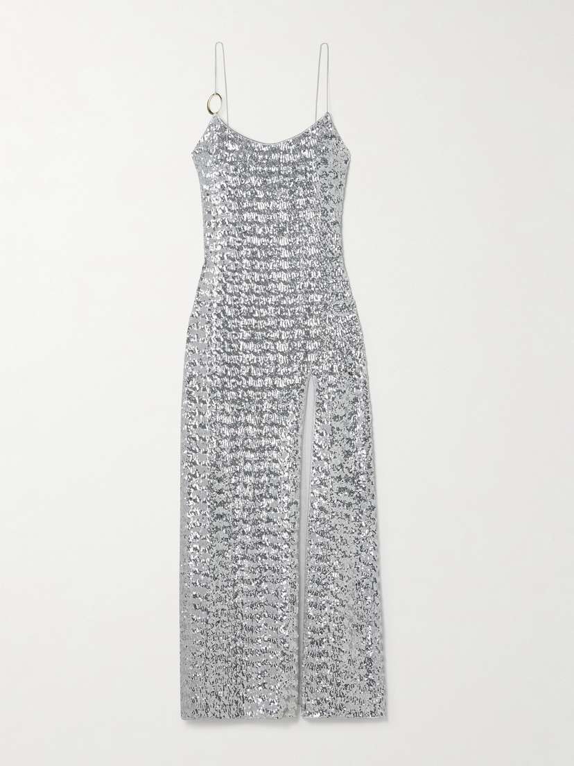 Oséree Sequin-embellished Stretch-mesh Maxi Dress