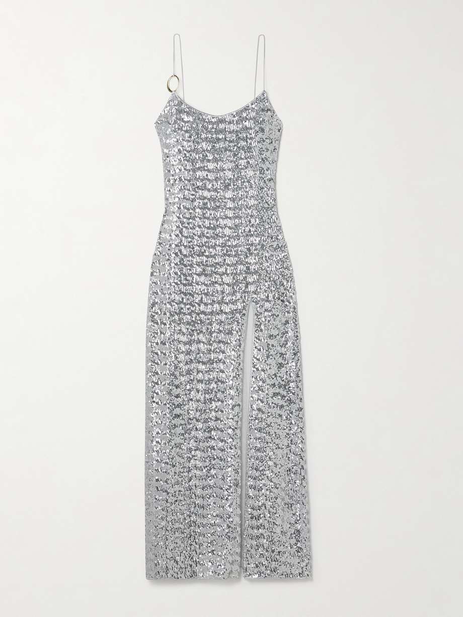 sequin-embellished stretch-mesh maxi dress