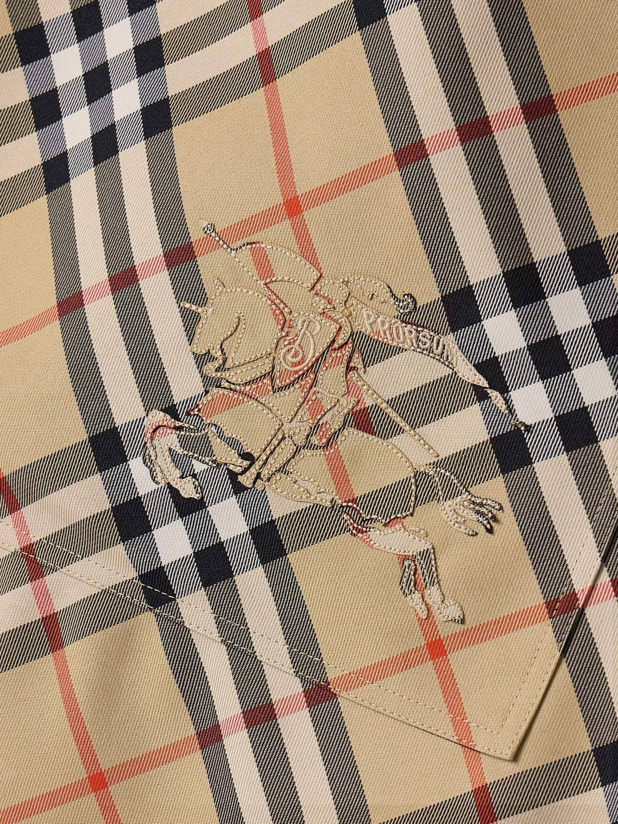 Burberry Hooded Appliquéd Checked Twill Cape In Off-white