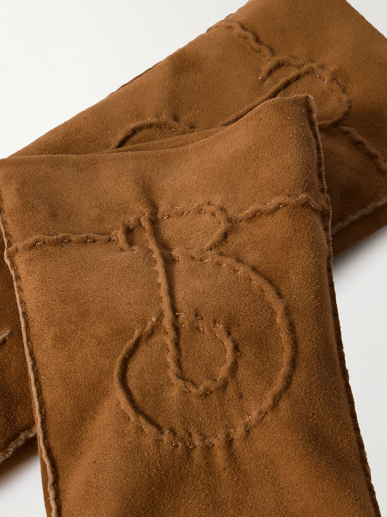 BURBERRY EMBROIDERED SUEDE GLOVES
