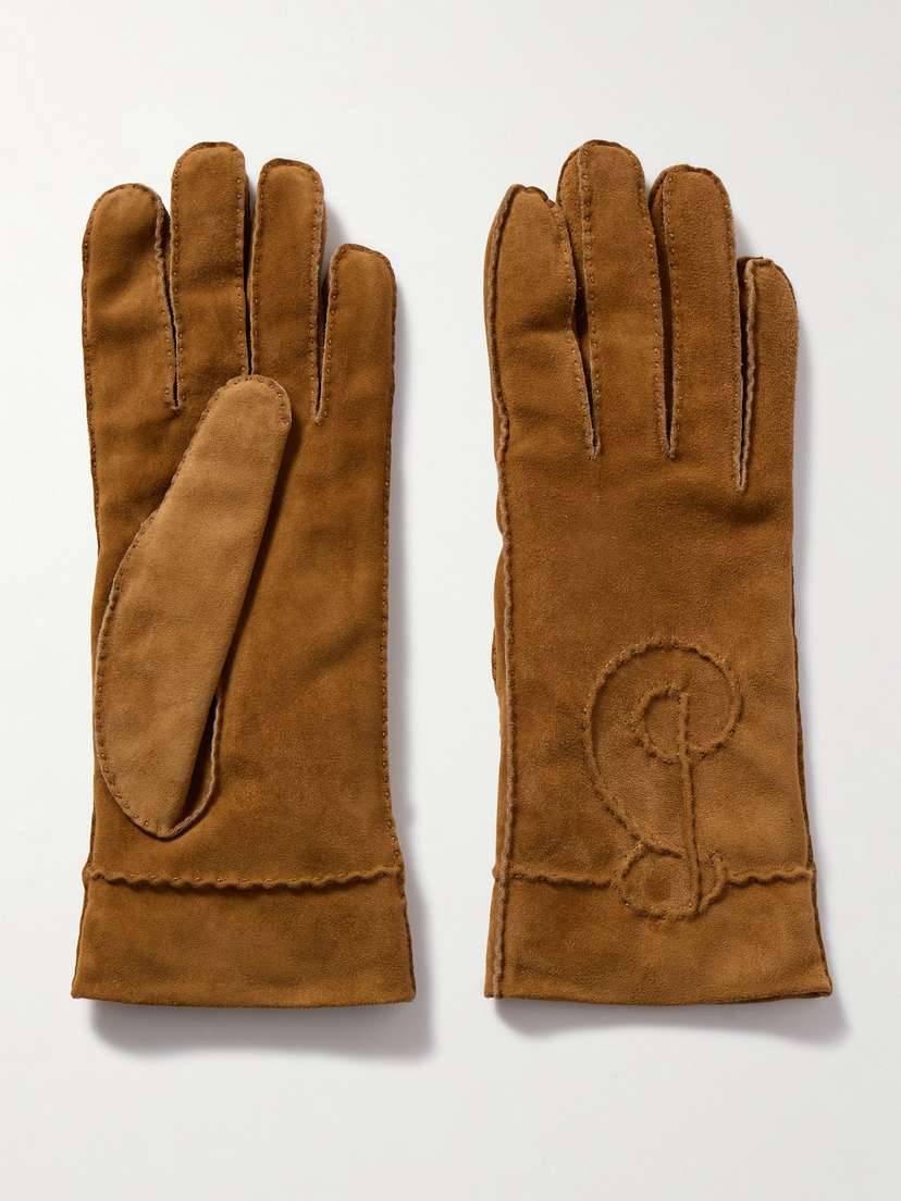 Burberry Embroidered Suede Gloves