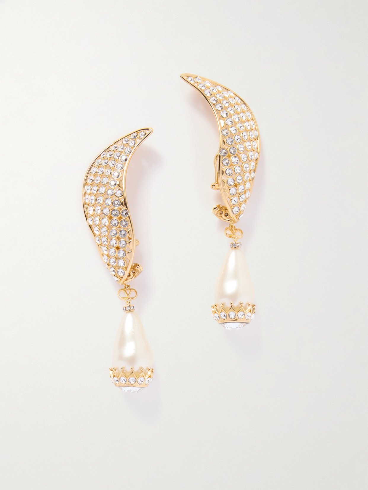 Valentino Garavani Gold-tone, Crystal, Faux Pearl And Resin Earrings