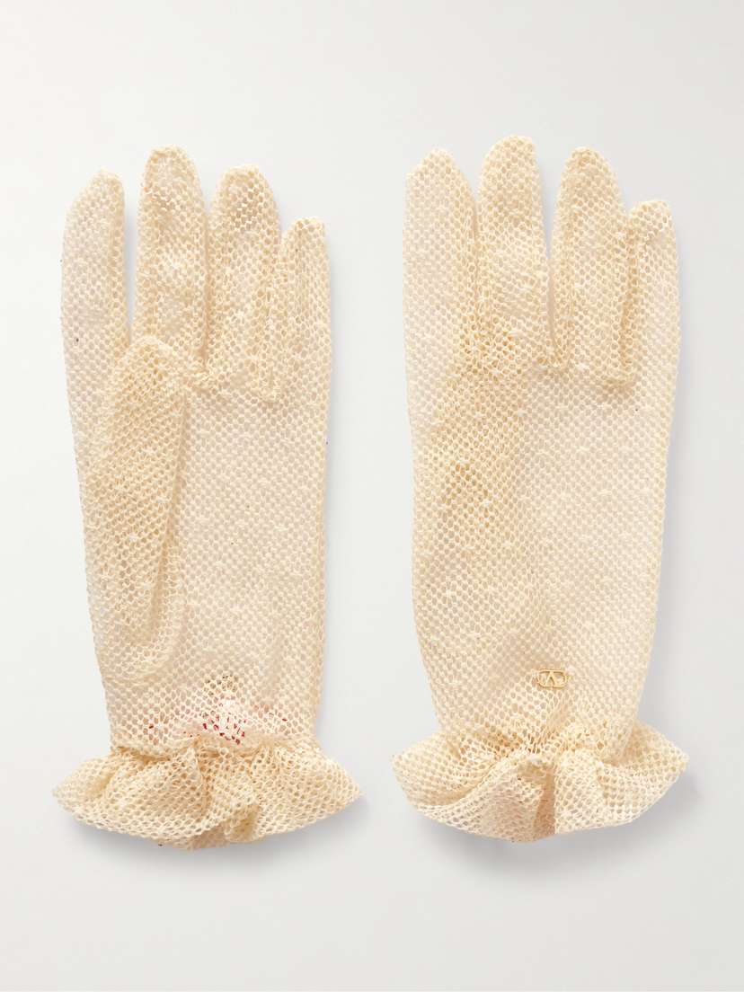 Valentino Garavani Embellished Cotton-blend Fishnet Gloves