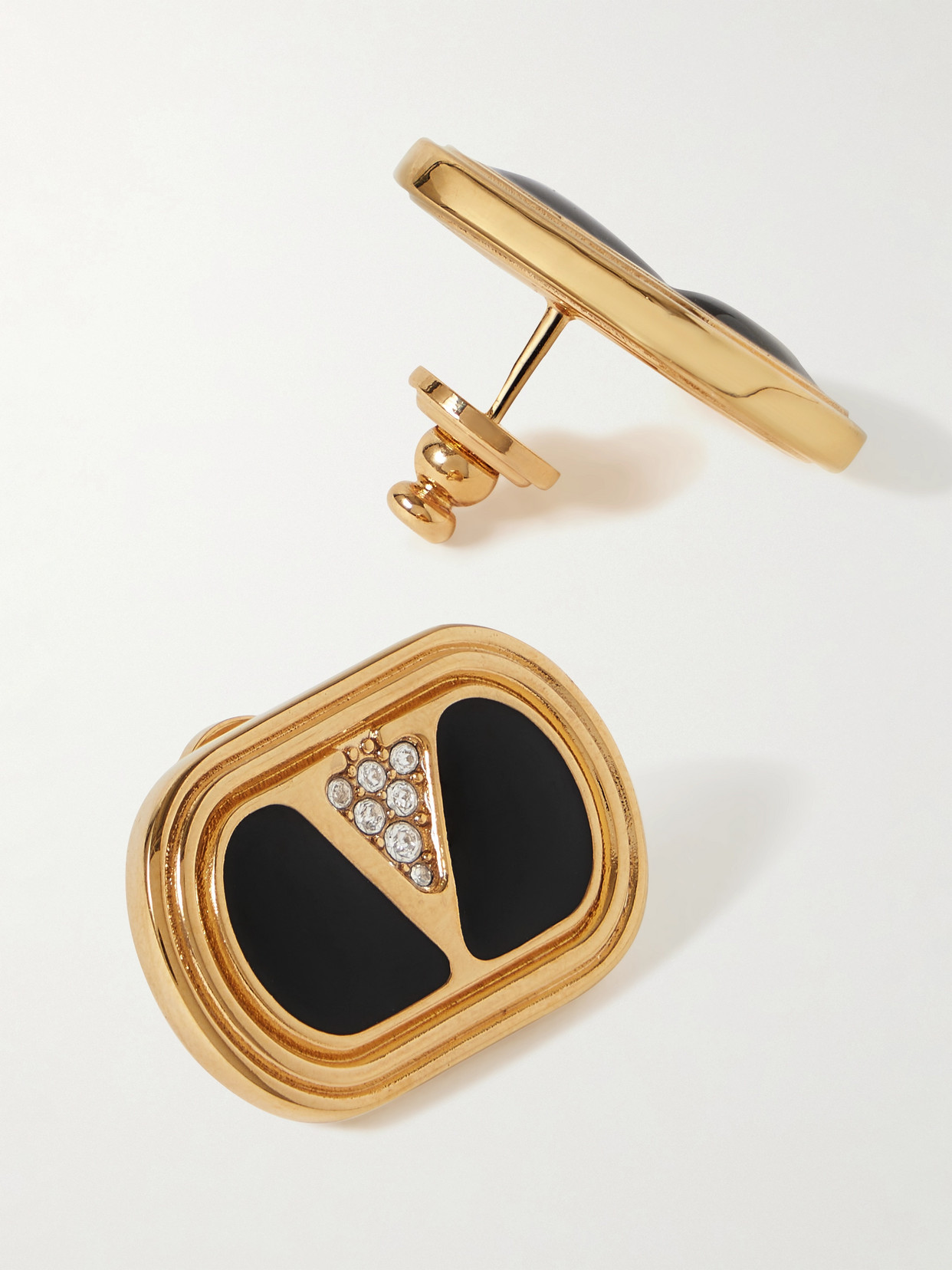Valentino Gold-tone, Enamel And Crystal Earrings In Gold