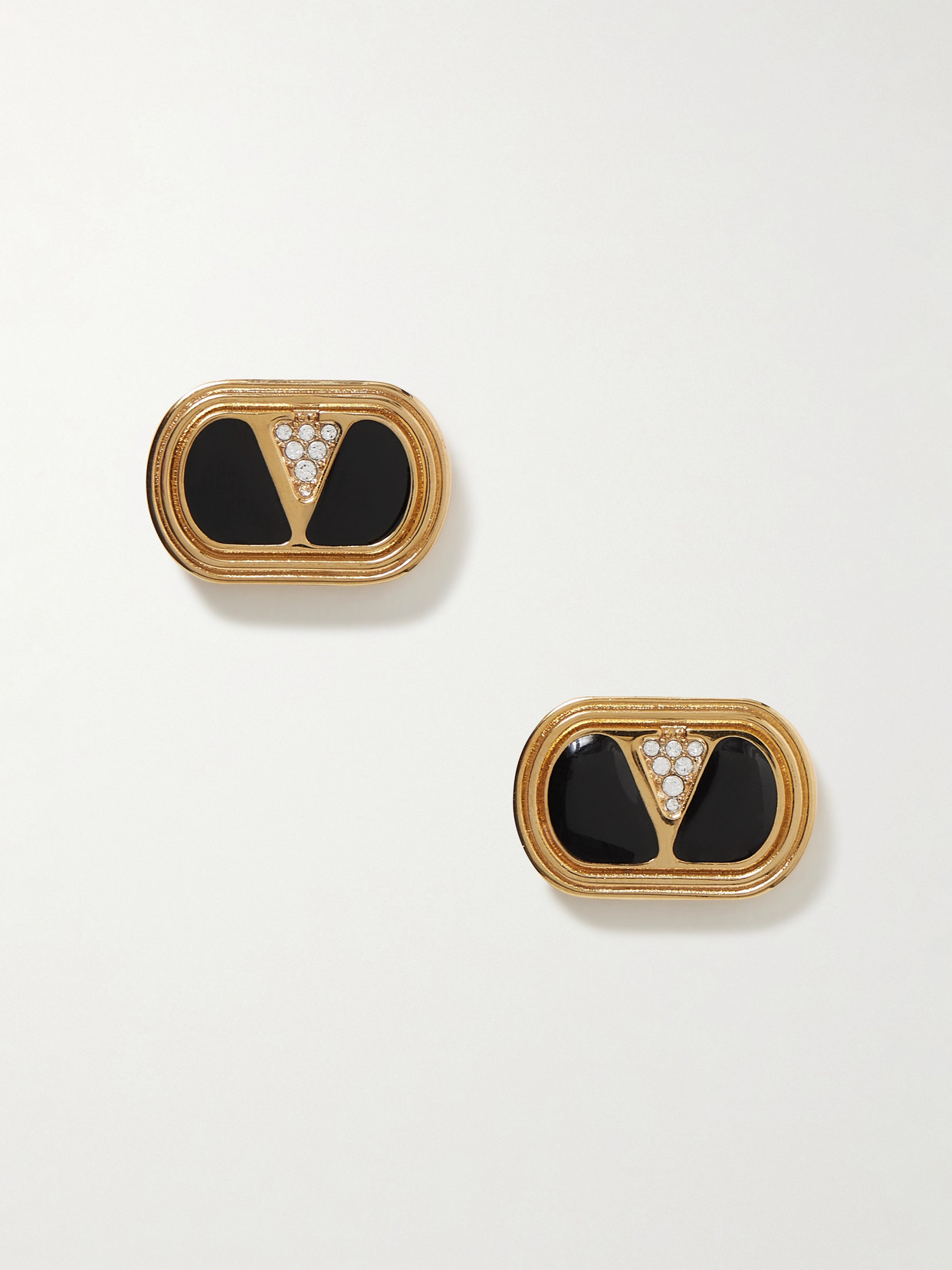 Valentino Garavani Gold-tone, Enamel And Crystal Earrings