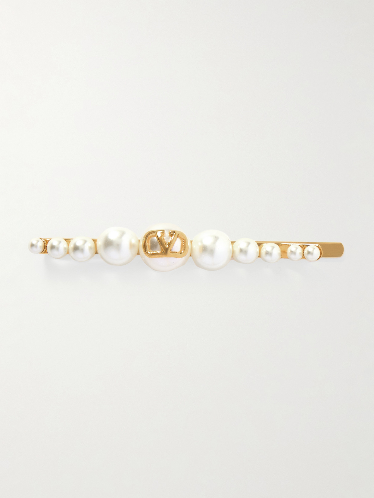 Valentino Garavani Gold-tone And Pearl Hair Slide In Multi