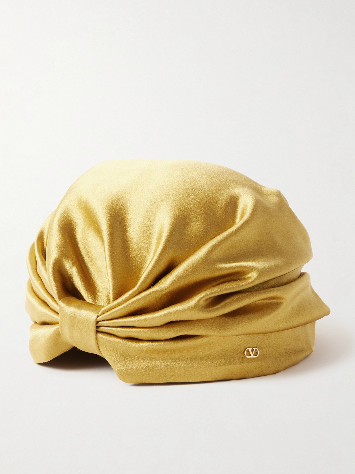 Valentino Gathered Silk-satin Head Scarf In Yellow