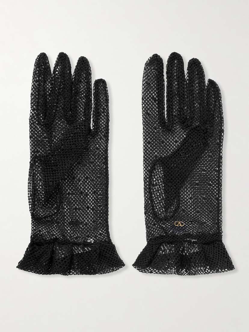 Valentino Garavani Embellished Cotton-blend Fishnet Gloves
