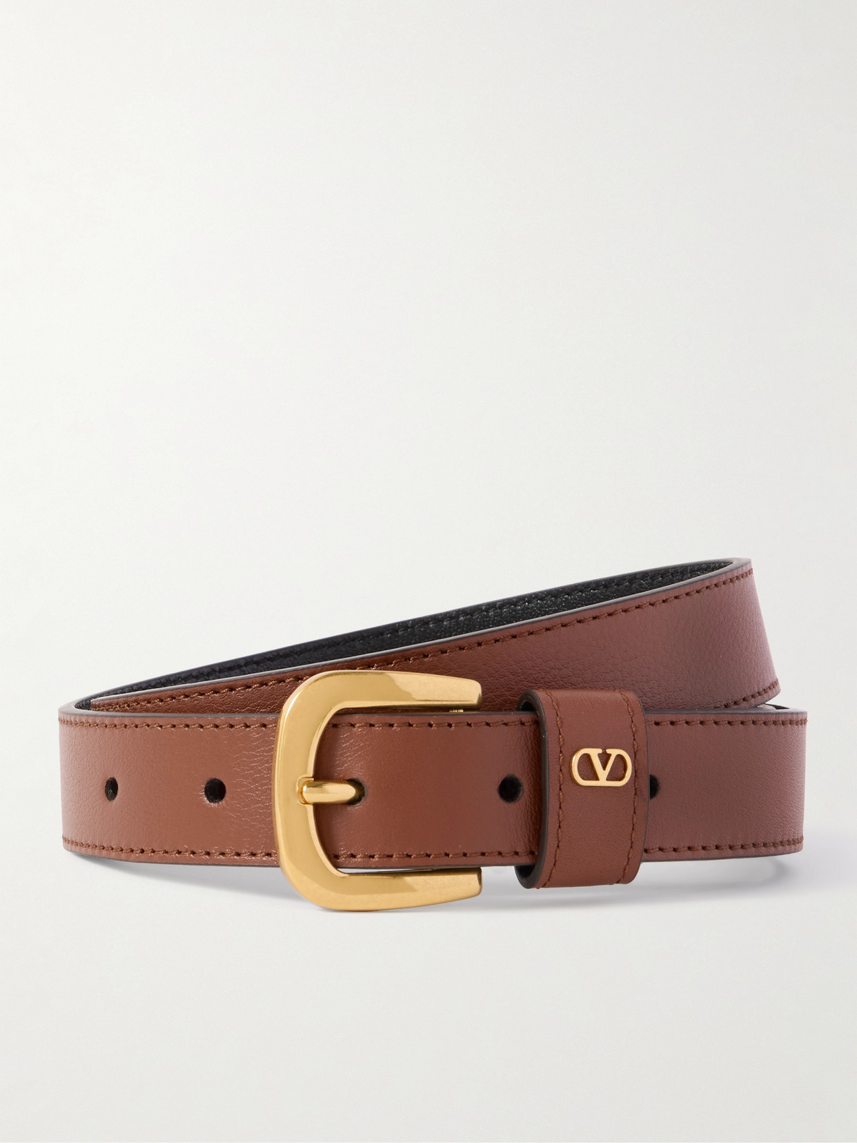 Valentino Garavani - Vlogo Leather Belt - Camel