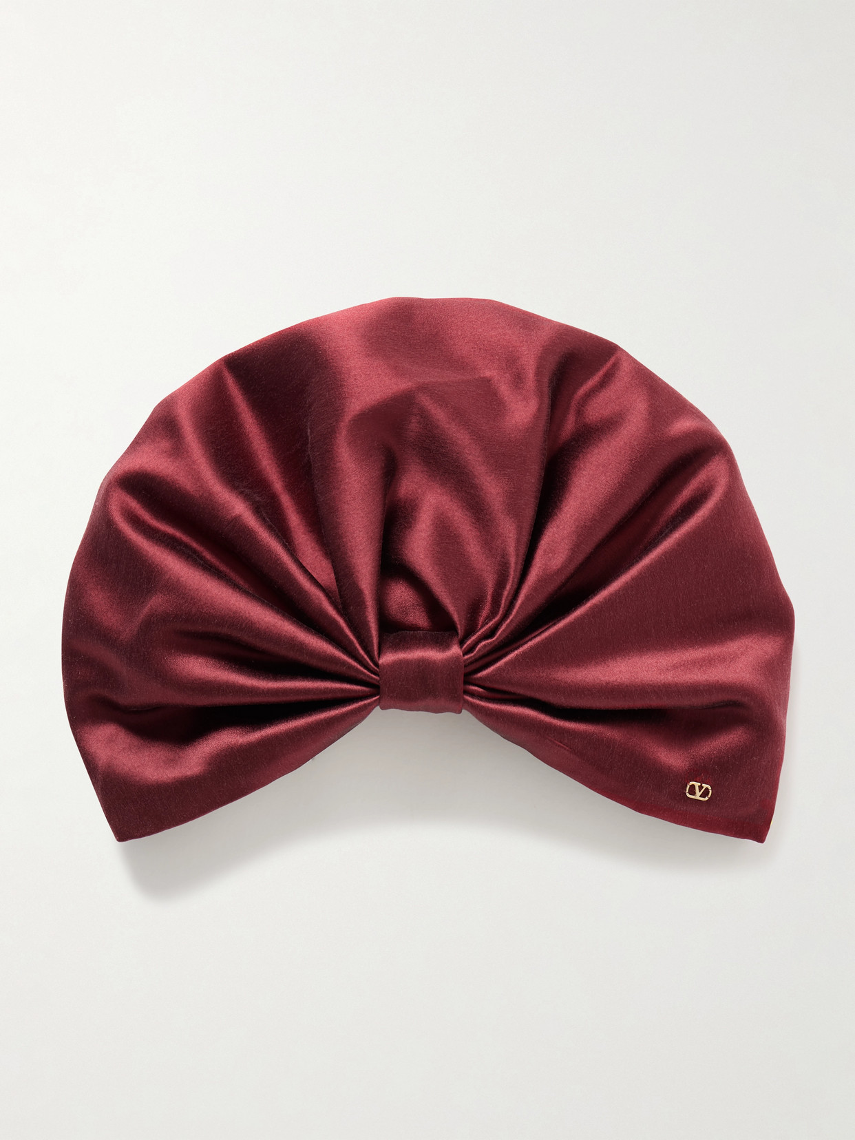 Valentino Gathered Silk-satin Head Scarf In Burgundy