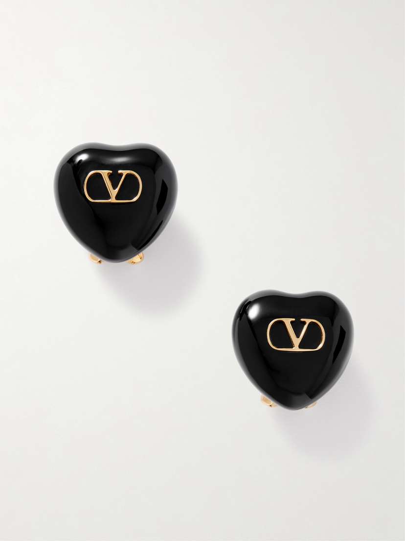 Valentino Garavani Cuore Gold-tone And Resin Clip Earrings