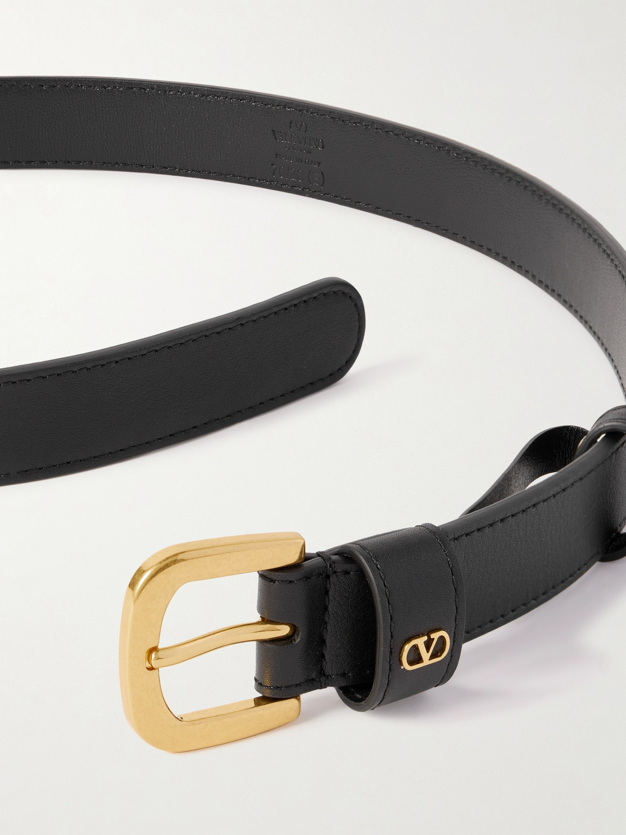 Valentino Garavani Vlogo Leather Belt In Black