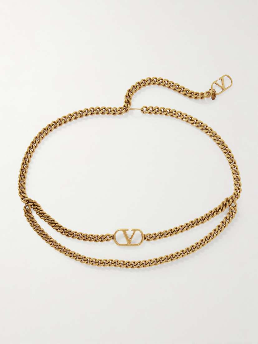 Valentino Garavani Vlogo Gold-tone Chain Belt