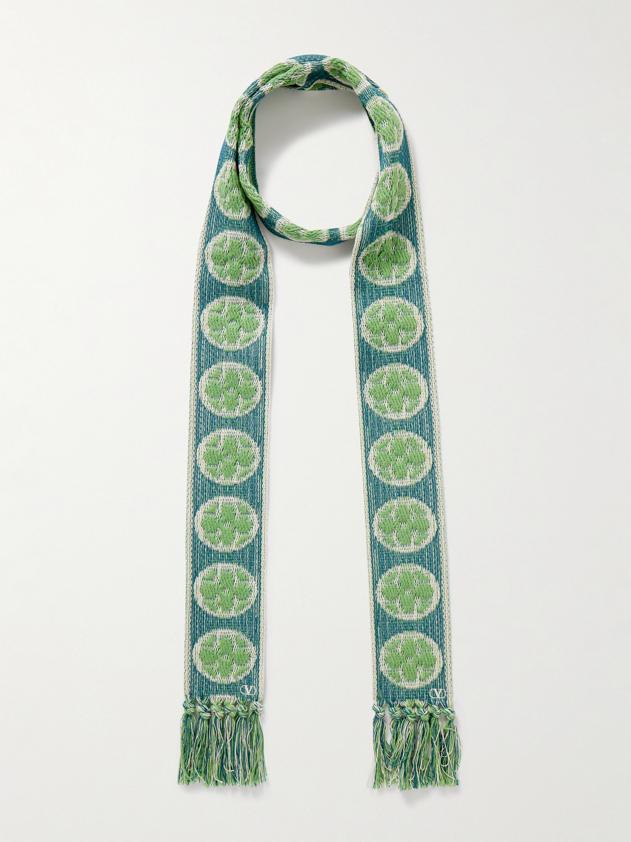Valentino Antibes Scarf In Cotton And Metallised Fibre In Blue