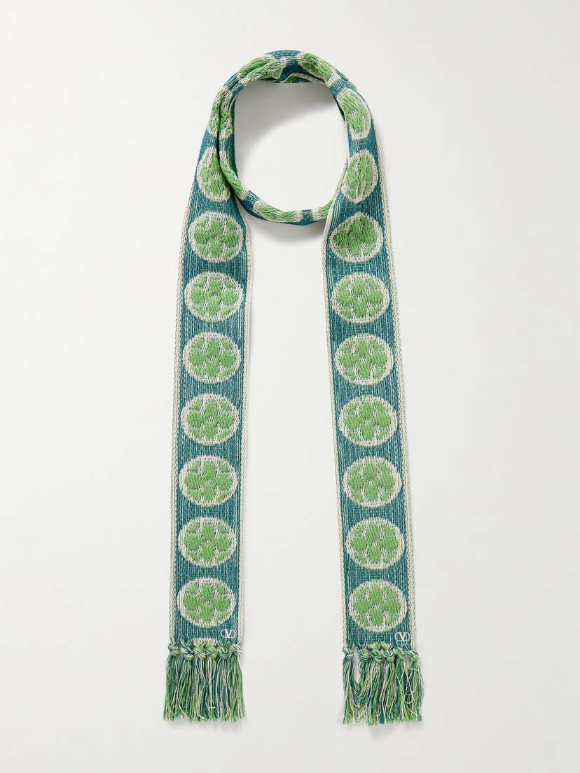 Valentino Garavani Antibes Fringed Cotton-blend Jacquard Scarf