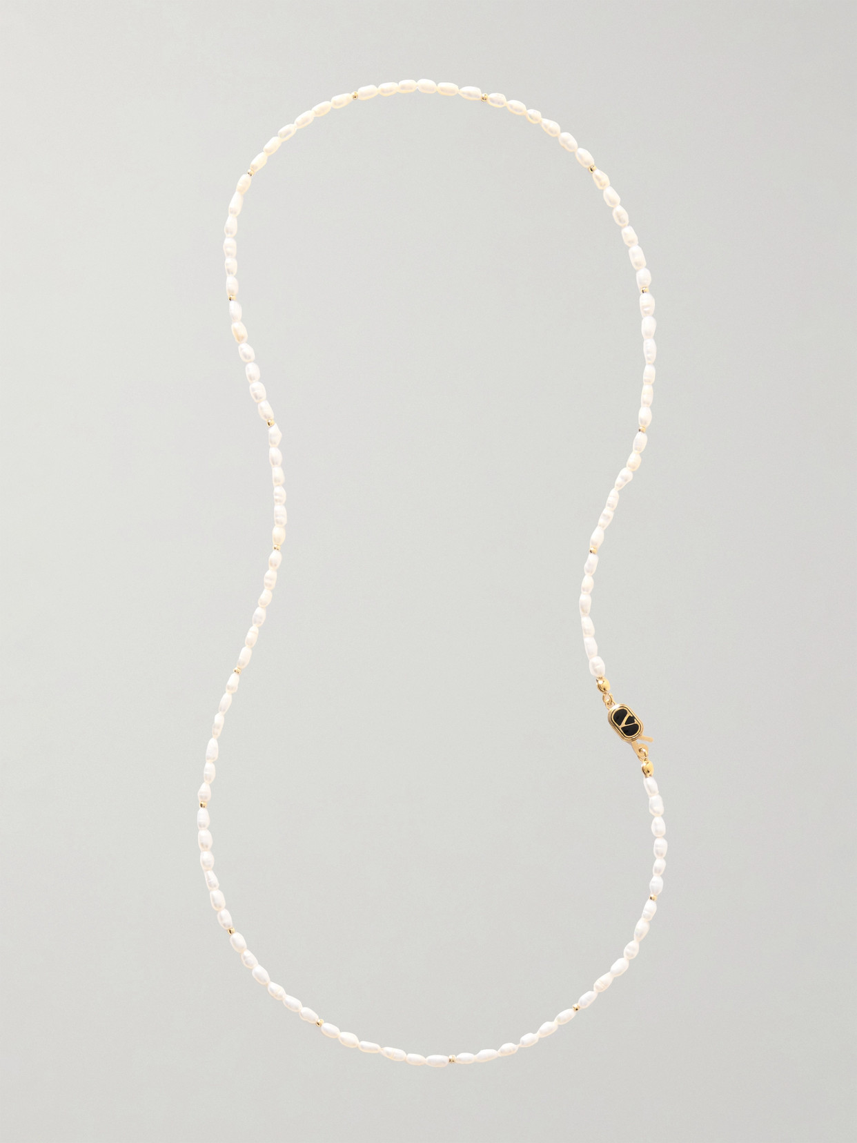 Valentino Garavani Gold-tone, Enamel And Pearl Necklace