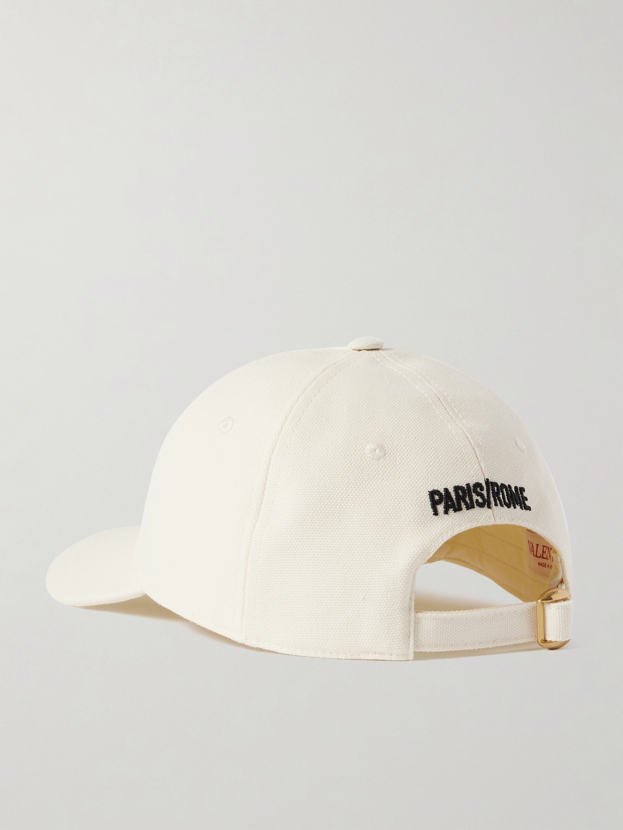 Valentino Ivory Cotton Baseball Cap With Adjustable Embroidered Logo In Cream