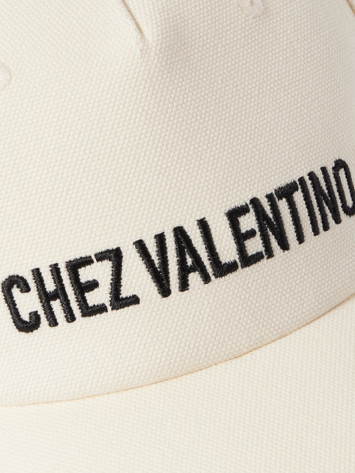 Valentino Ivory Cotton Baseball Cap With Adjustable Embroidered Logo In Cream