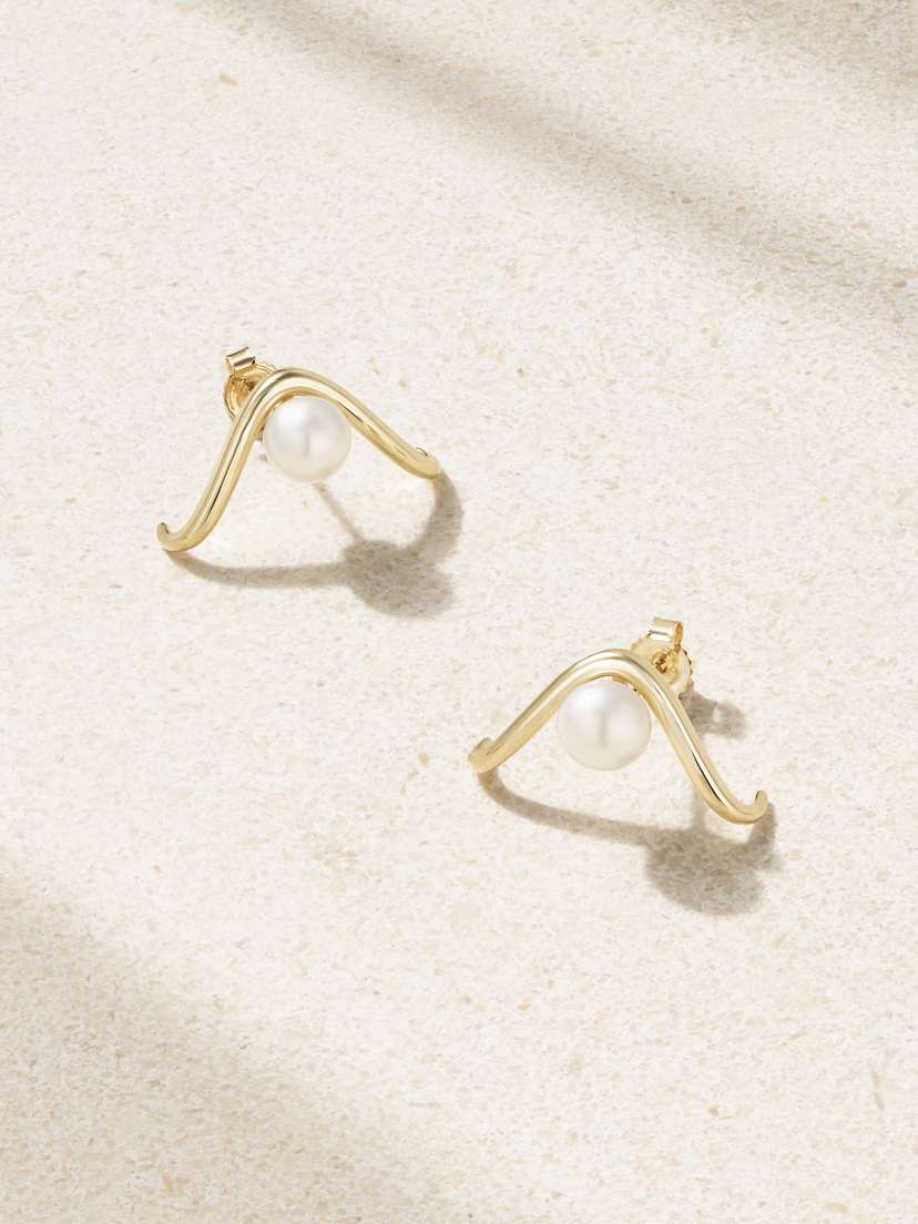 Mizuki 14-karat Gold Pearl Earrings