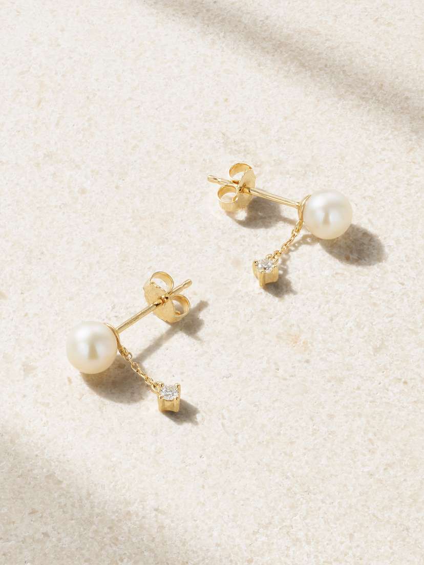Mizuki 14-karat Gold Pearl Earrings