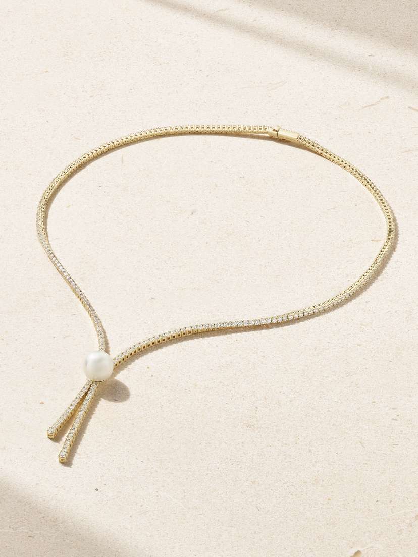 Mizuki 18-karat Gold, Diamond And Pearl Necklace