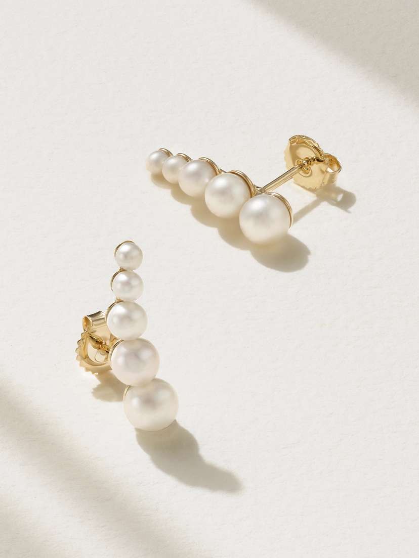 Mizuki 14-karat Gold Pearl Earrings