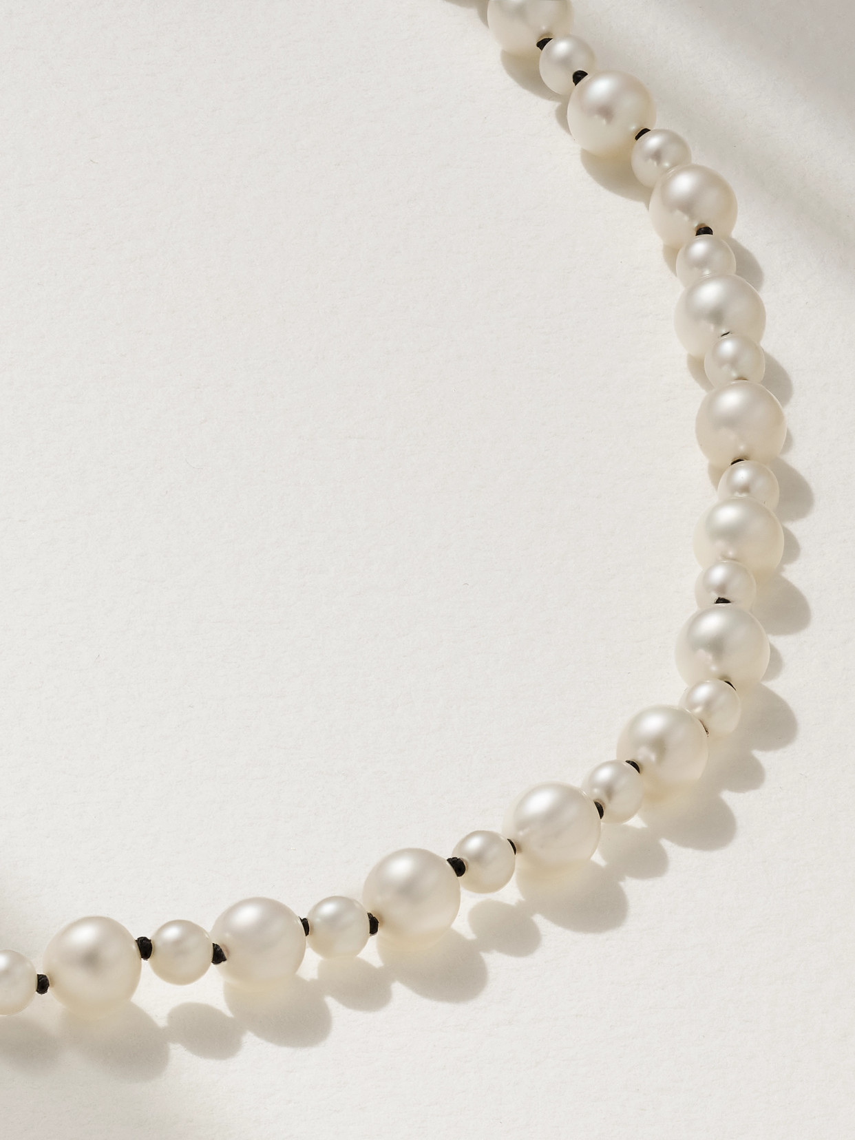 Mizuki 14-karat Gold, Silk And Pearl Necklace In White