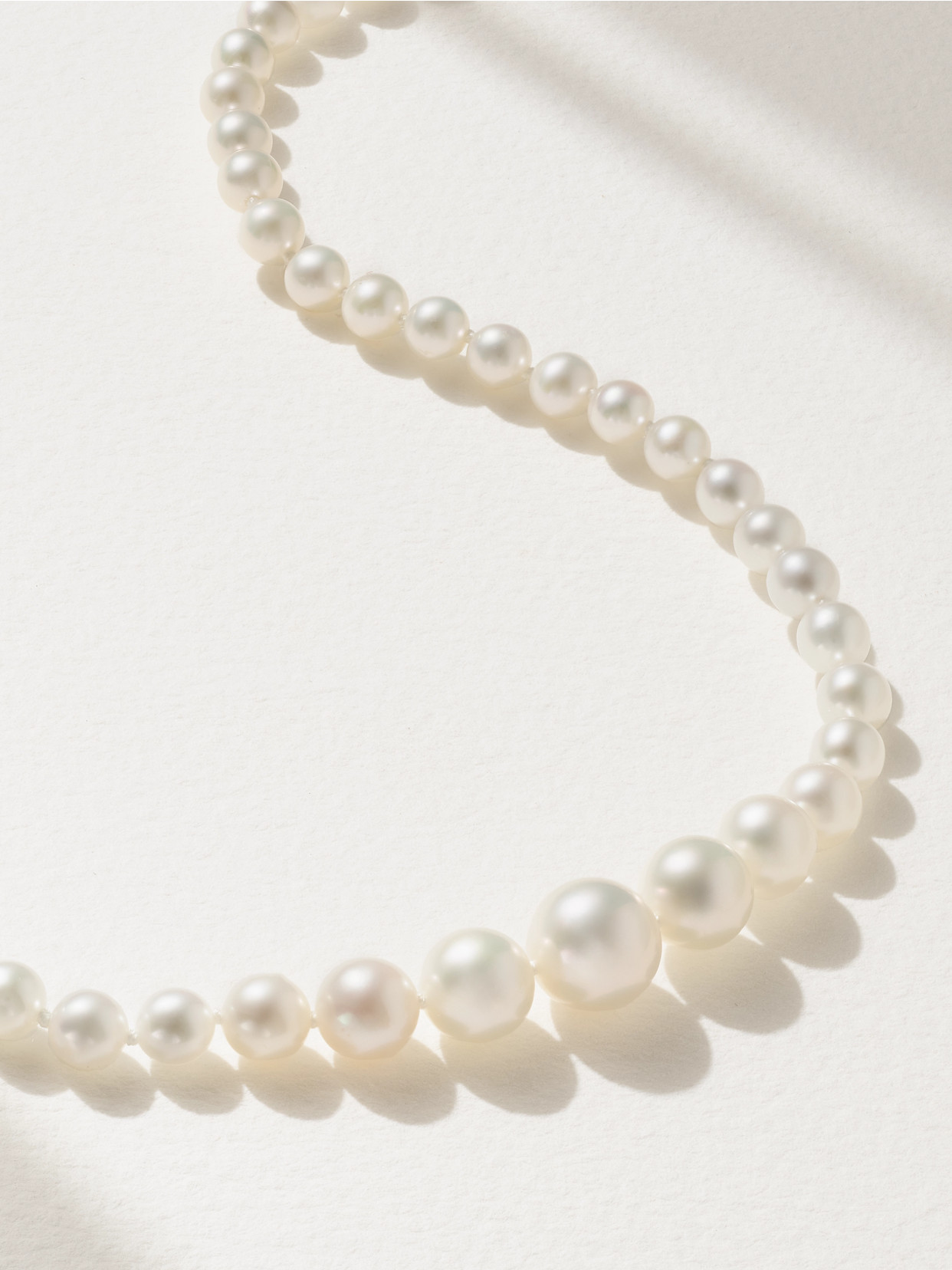 Mizuki 14-karat Gold, Silk And Pearl Necklace In White