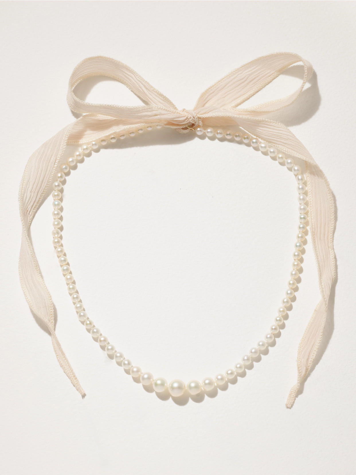 Mizuki - 14-karat Gold, Silk And Pearl Necklace - White