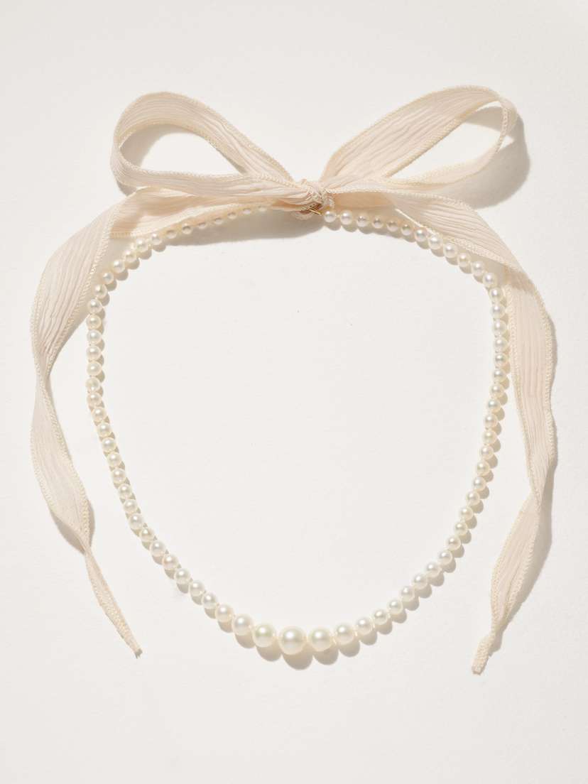 Mizuki 14-karat Gold, Silk And Pearl Necklace